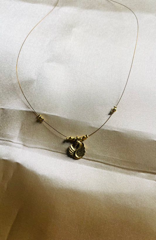 Oxidised Swan Invisible necklace