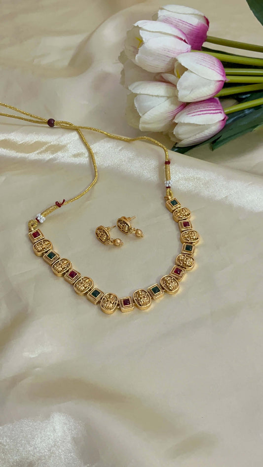 Temple Lakshmi Coin Necklace Set