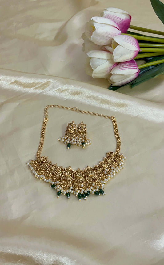 Lakshmi Cluster Pearl Necklace – Divine Grace Meets Timeless Elegance