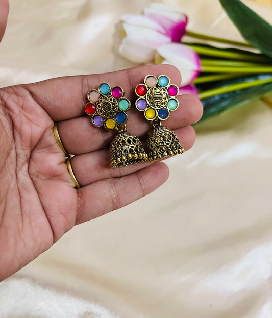 Multicolor Stone Jhumka