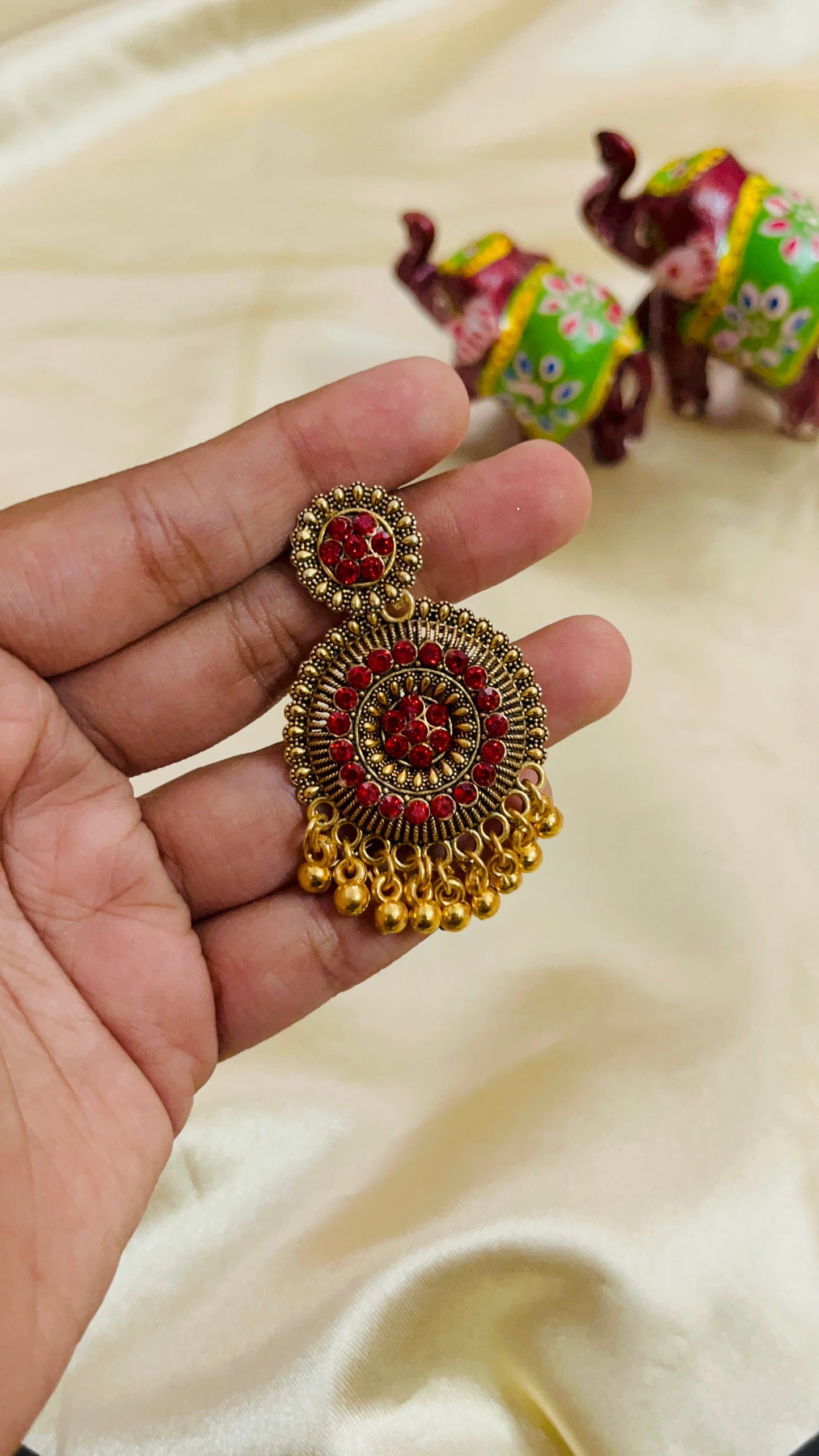 Gold Oxidised Drop Earring