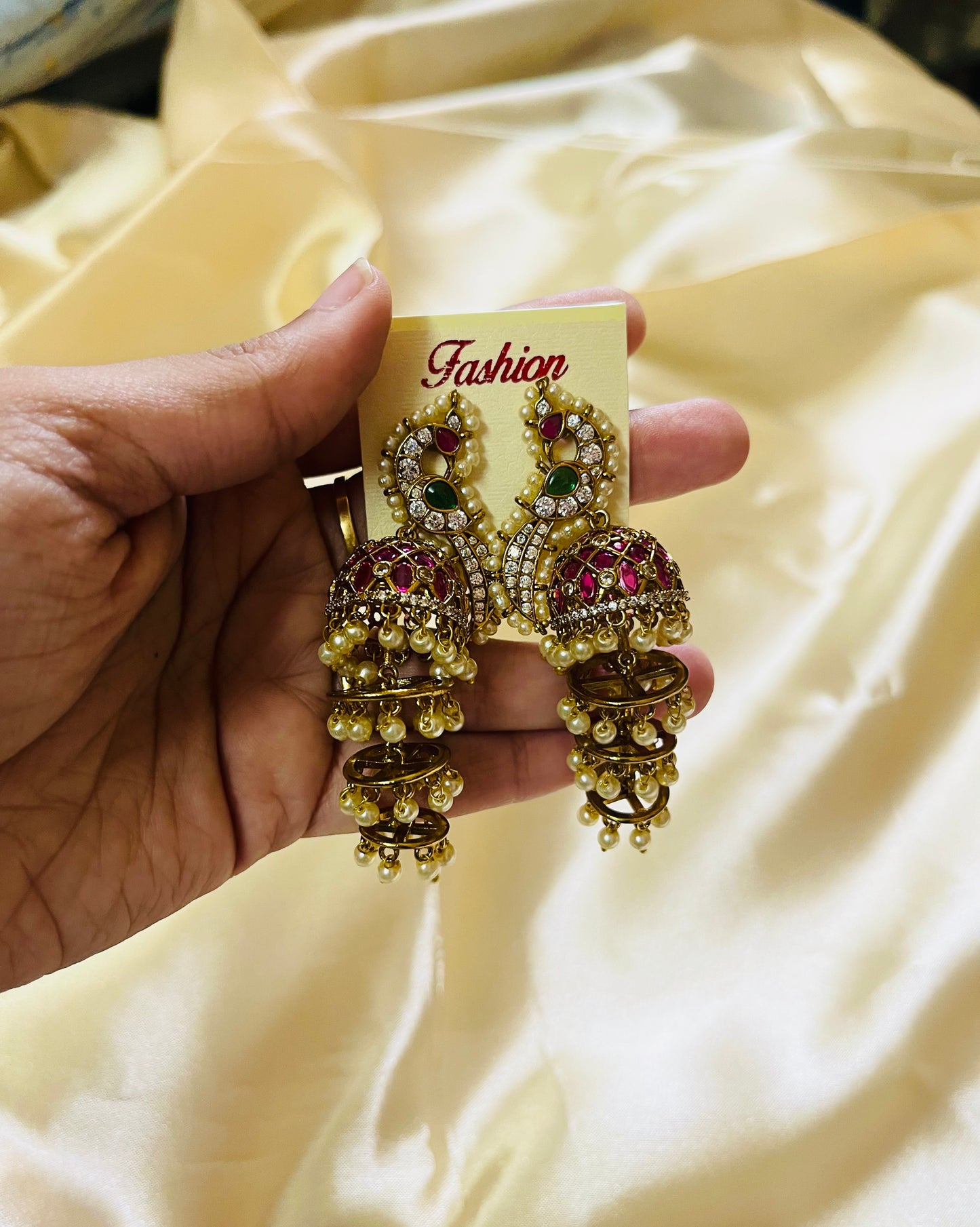 Premium Jadau peacock Jhumka