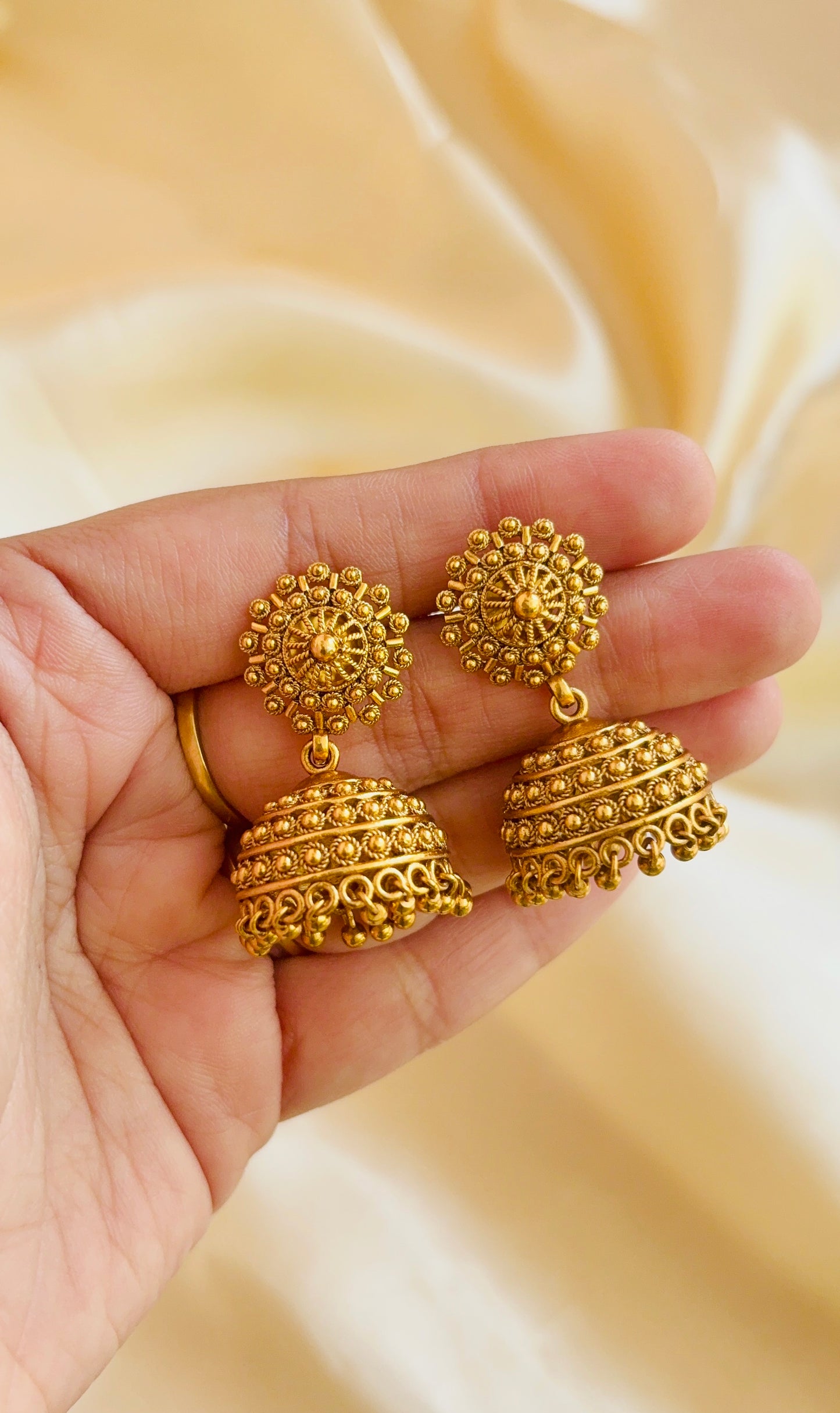 Real gold inspired Jhumka