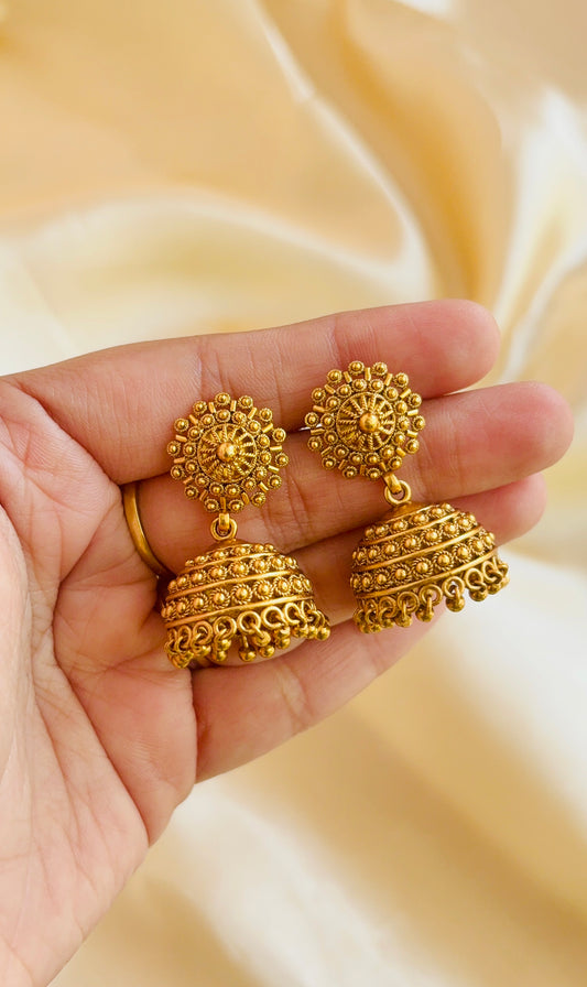Real gold inspired Jhumka