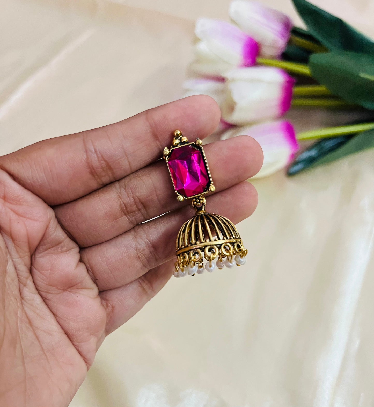 Gold oxidised Jhuma big Big stone