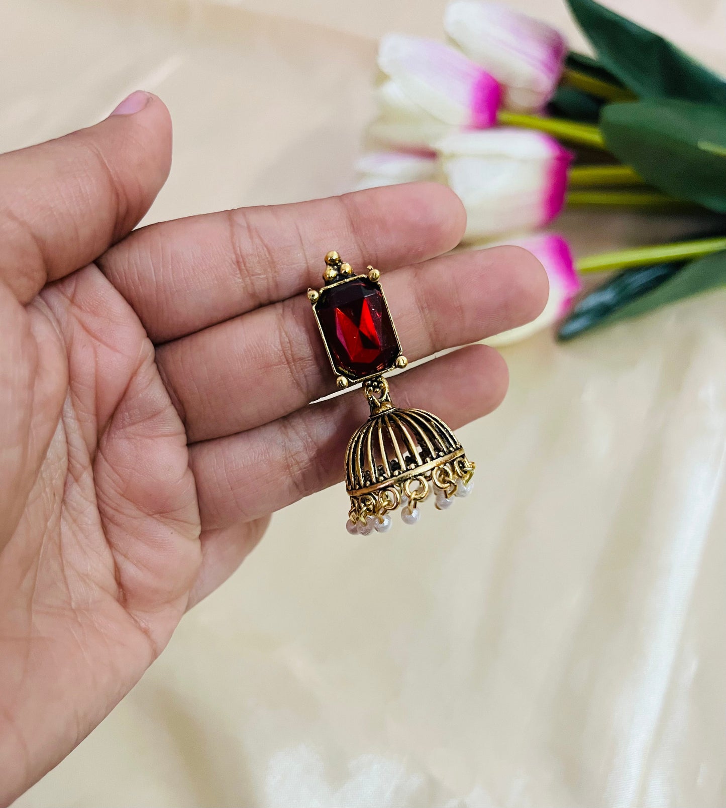 Gold oxidised Jhuma big Big stone