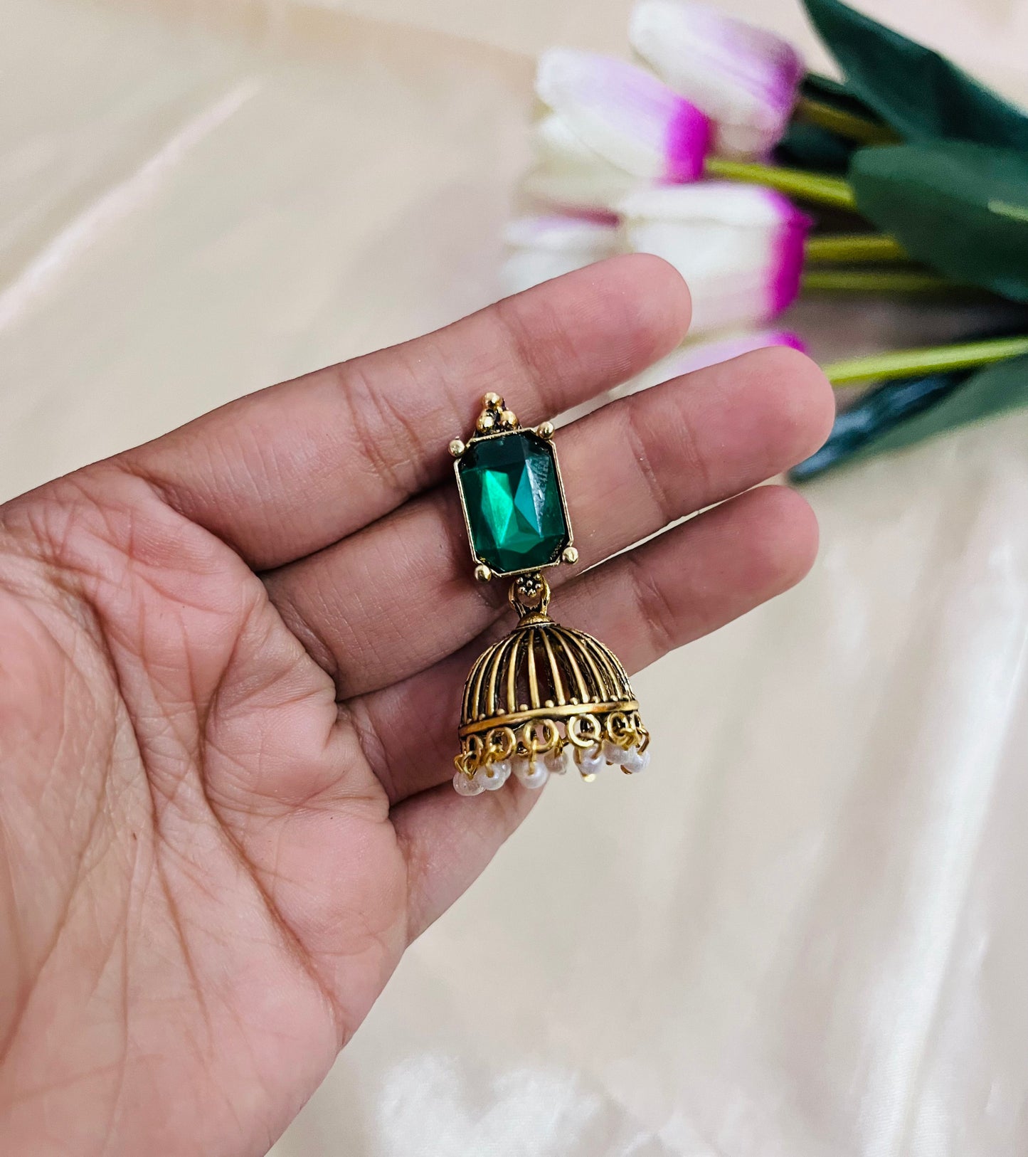 Gold oxidised Jhuma big Big stone