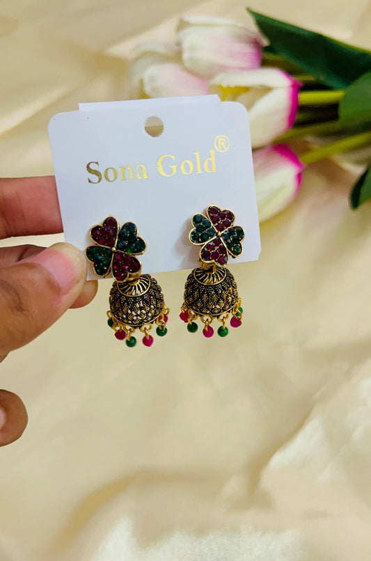 Multicolor four Petal Jhumka