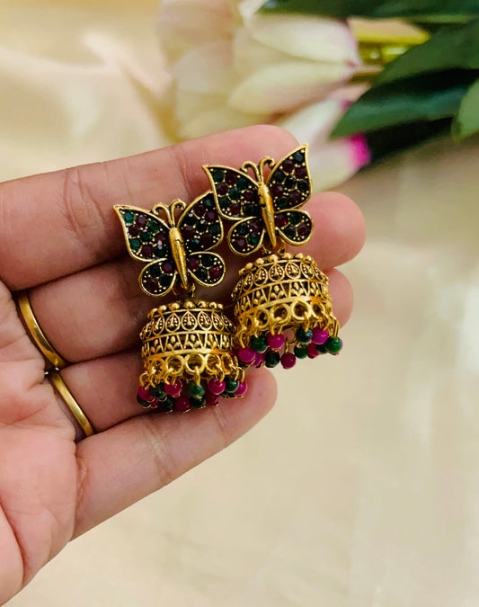 Multicolor Butterfly Jhumka