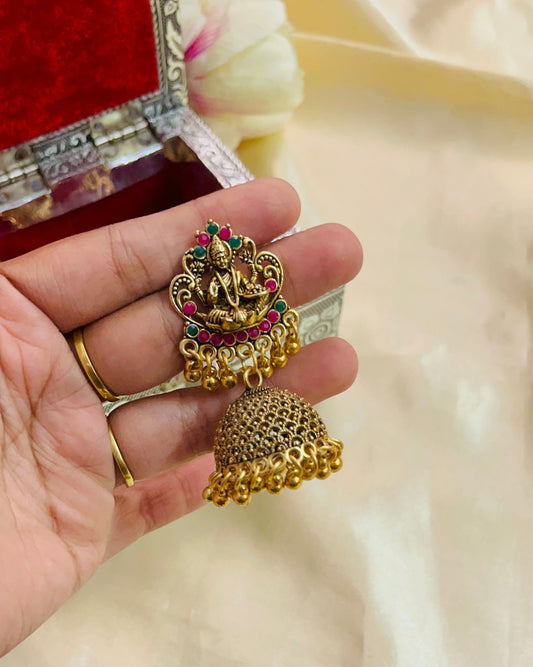 Oxidised Lakshmi Jhumka