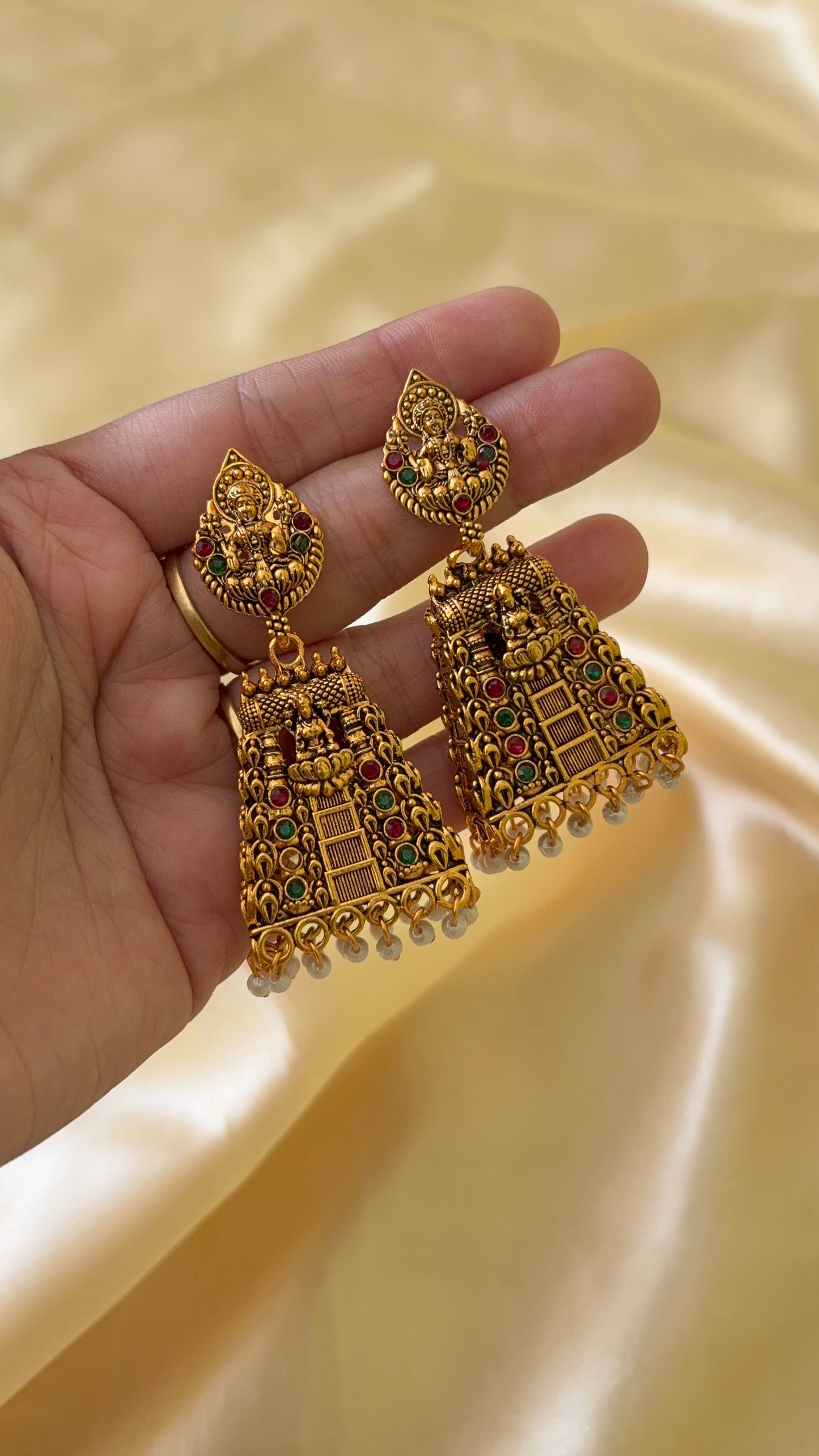 Oxidised Gopuram jhumka