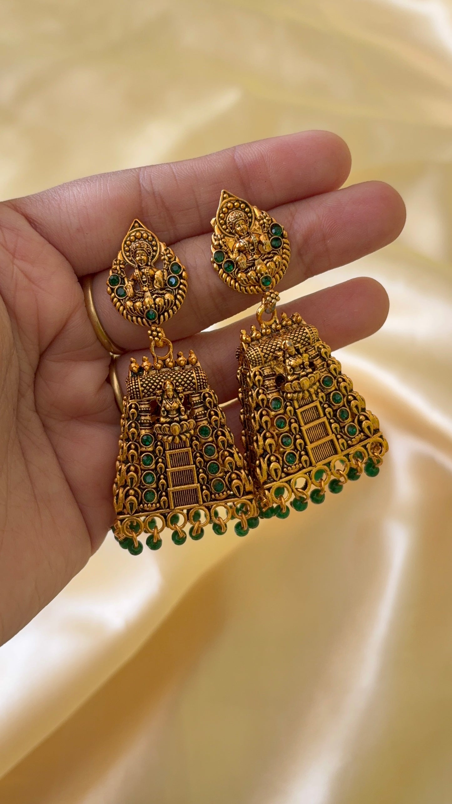 Oxidised Gopuram jhumka