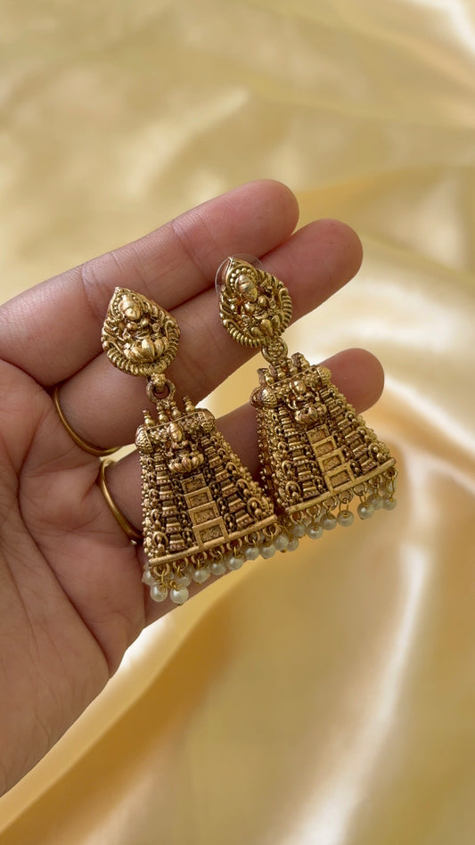 Matt finish Gopuram Jhumka