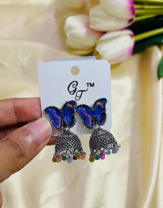 Butterfly Stud Jhumka - Silver