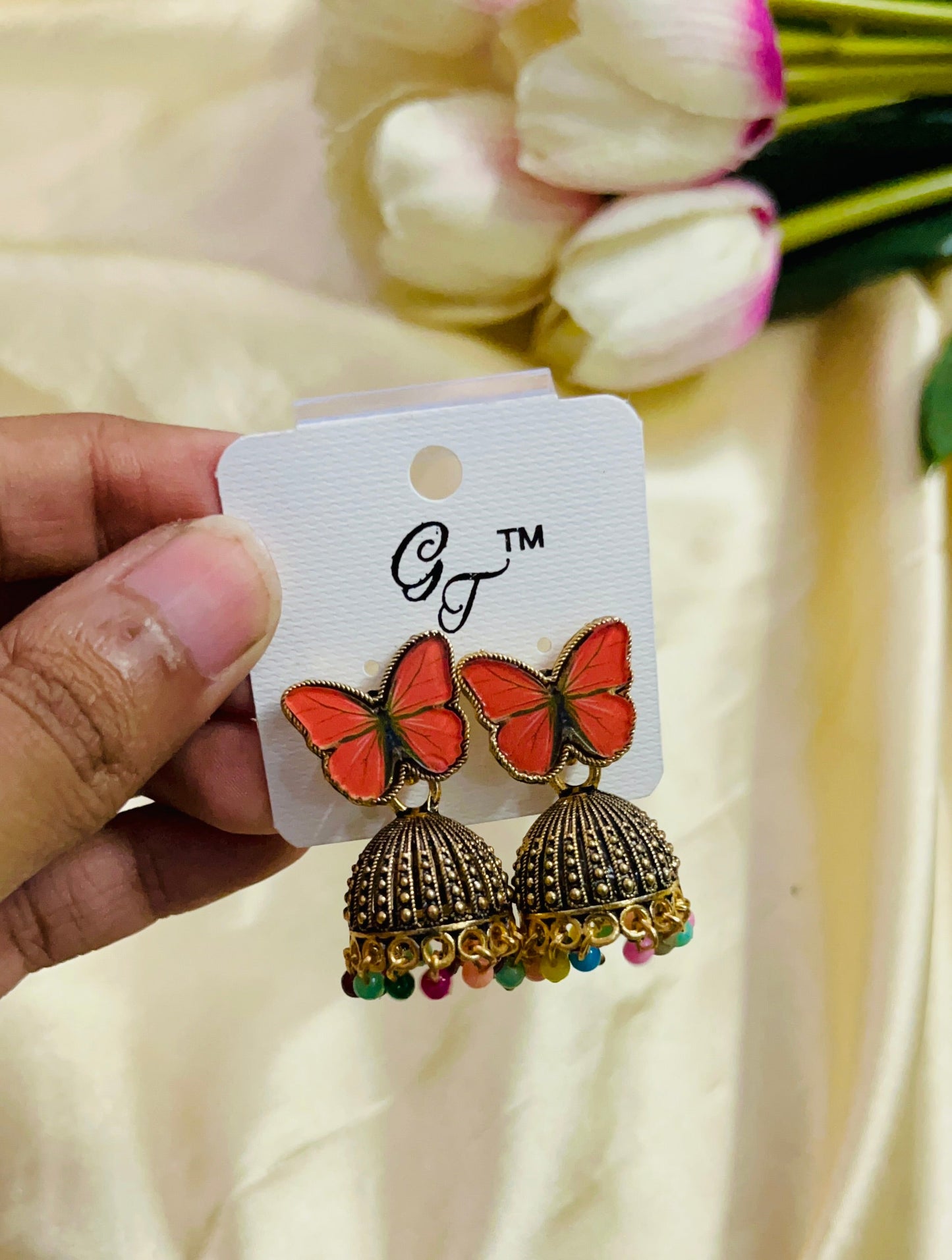 Butterfly Stud Jhumka - Gold