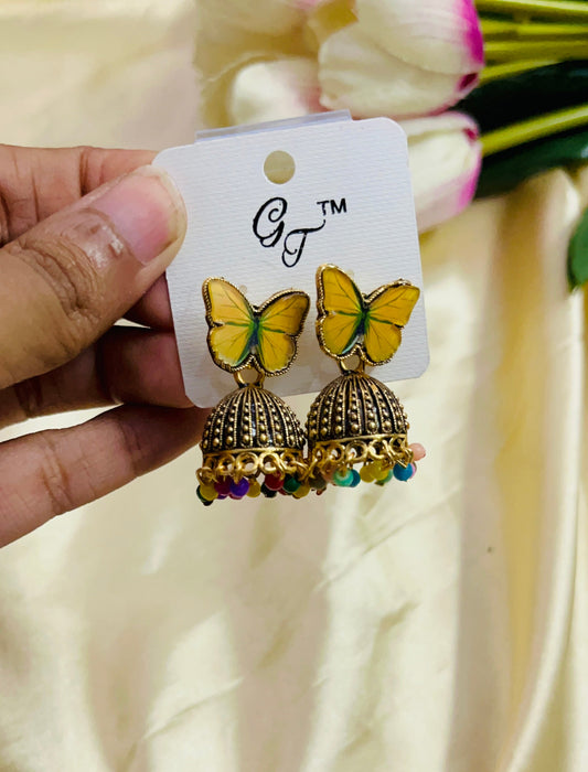 Butterfly Stud Jhumka - Gold