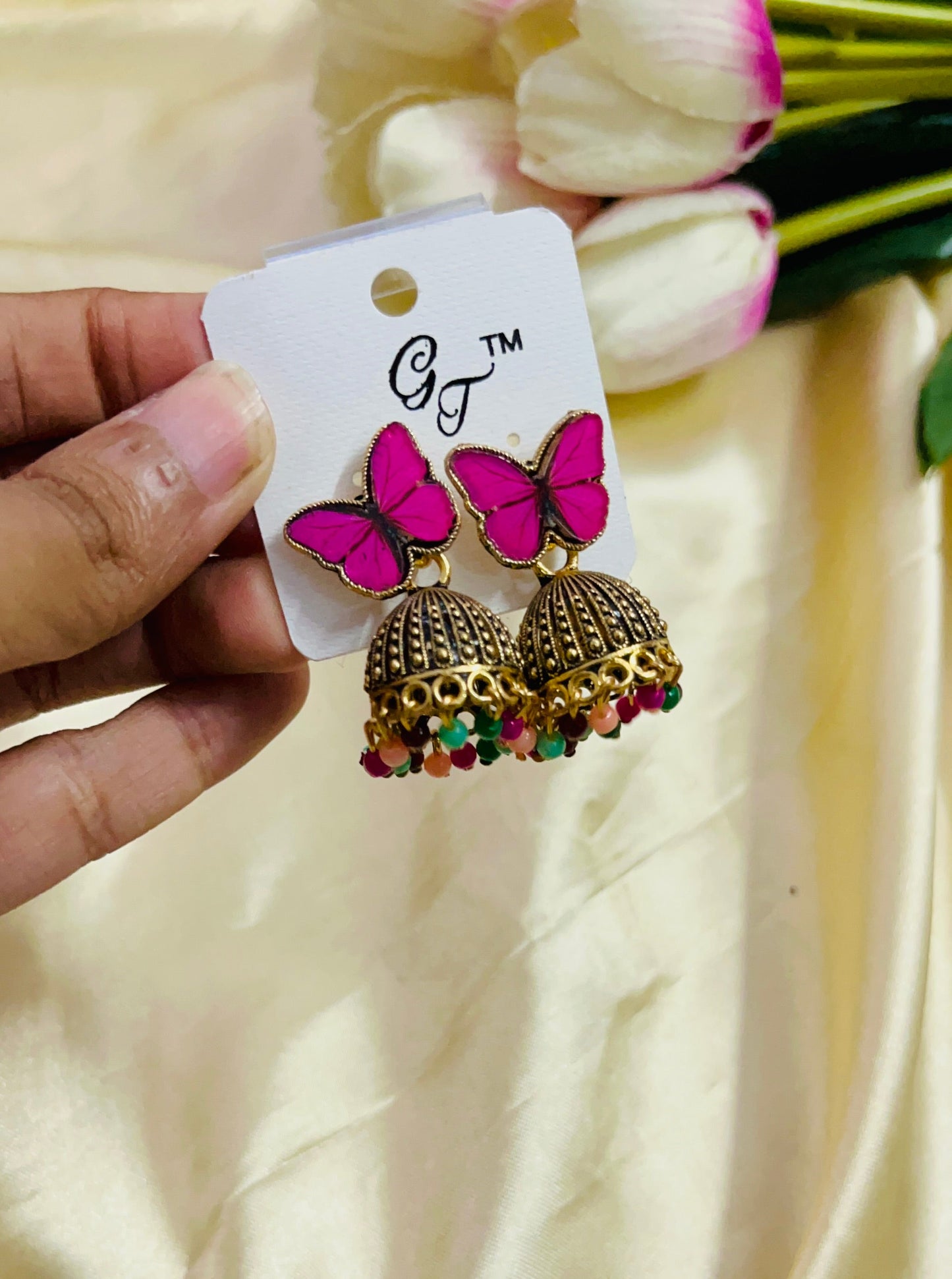 Butterfly Stud Jhumka - Gold