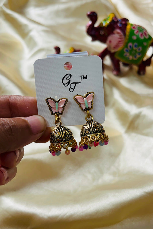 Butterfly Stud Jhumka - Gold