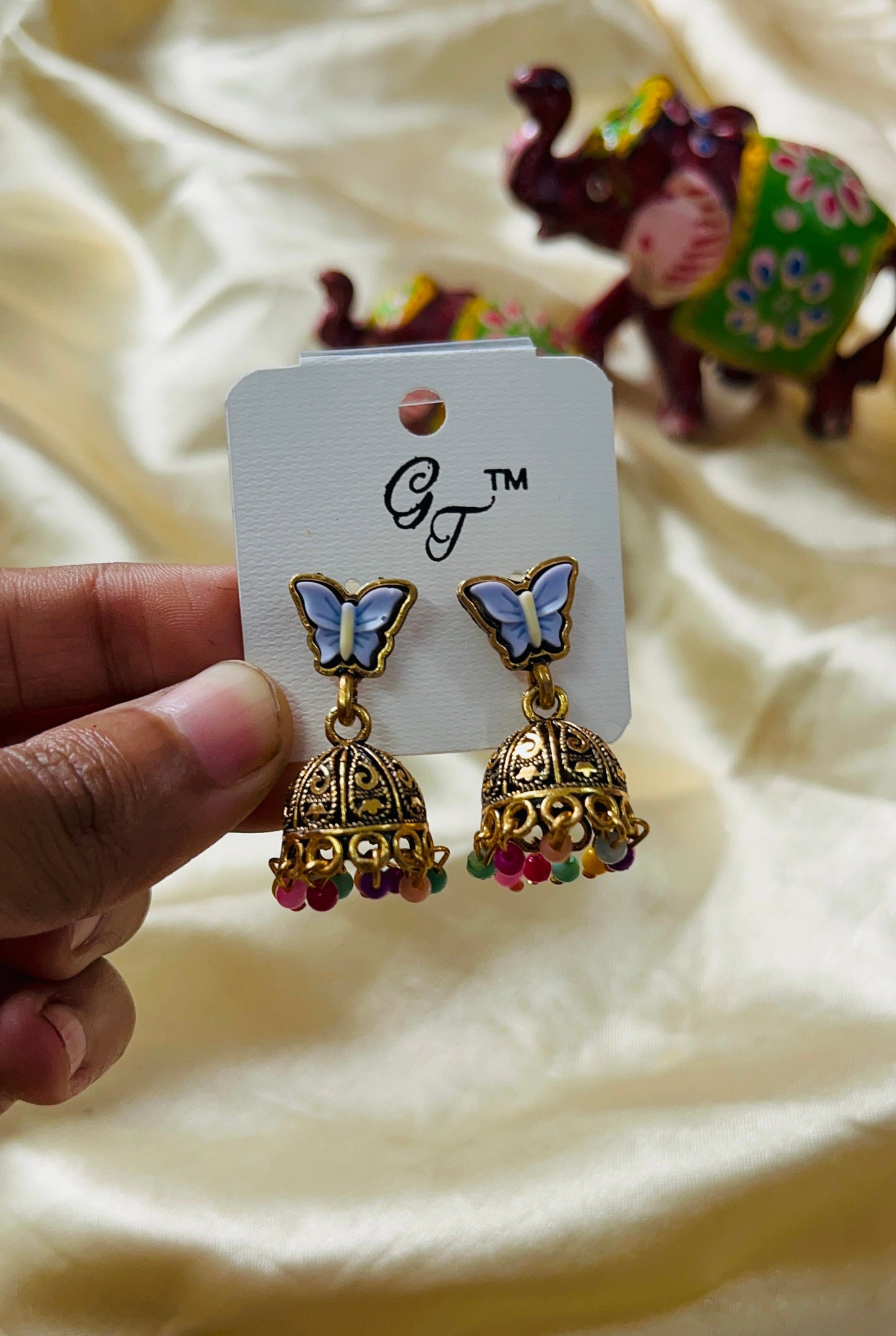 Butterfly Stud Jhumka - Gold