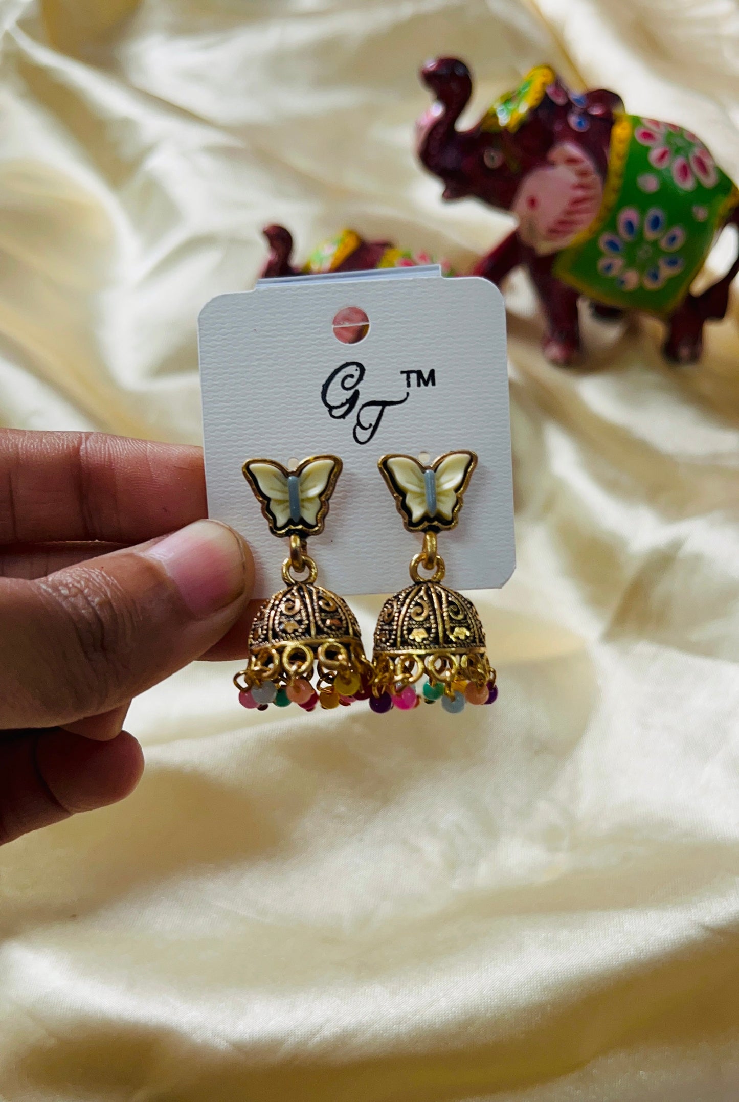 Butterfly Stud Jhumka - Gold