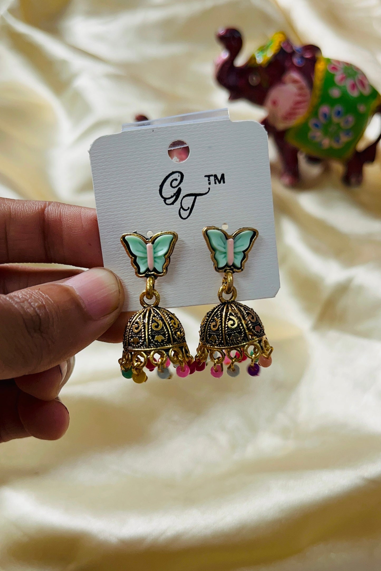 Butterfly Stud Jhumka - Gold