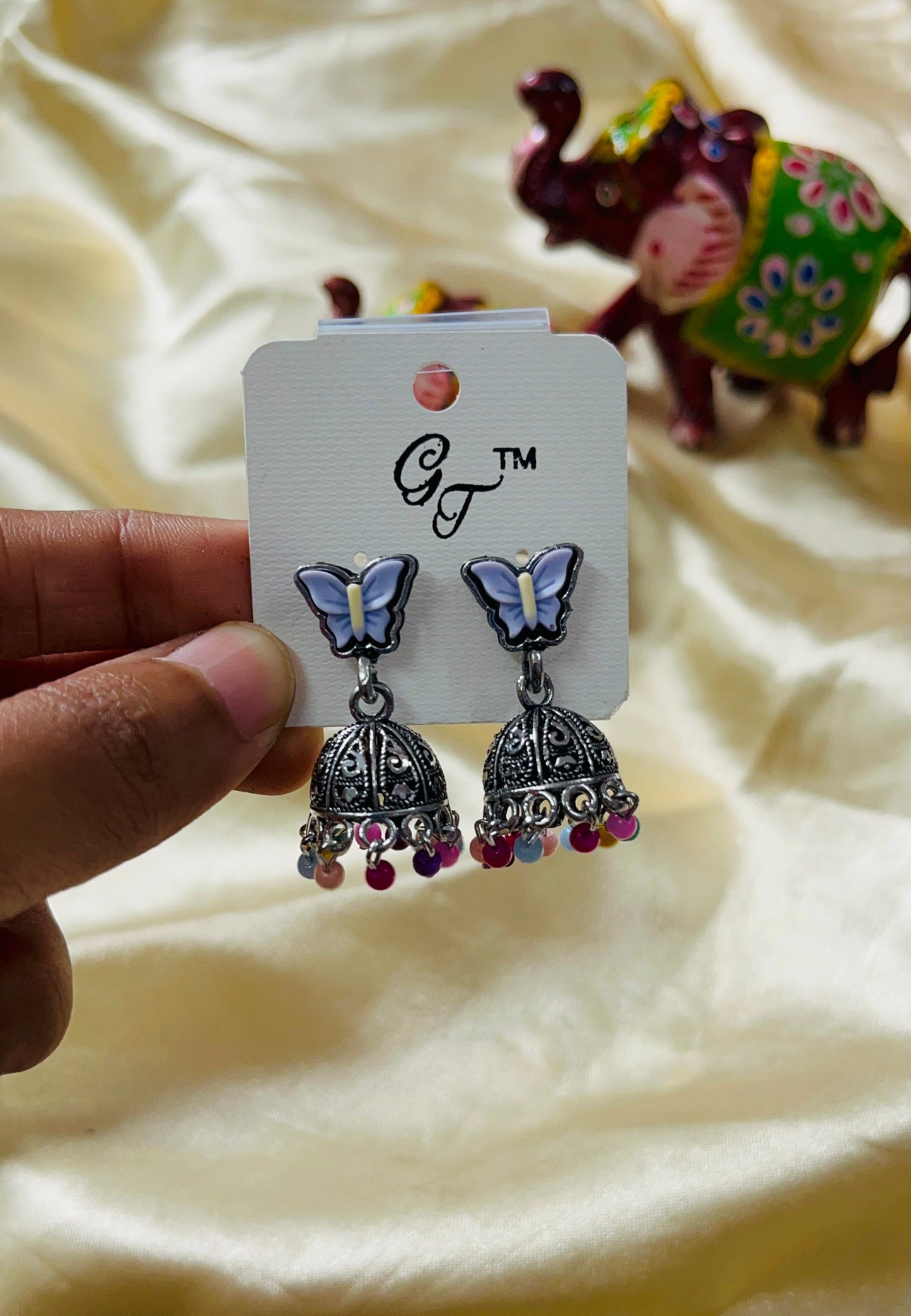 Butterfly Stud Jhumka - Silver
