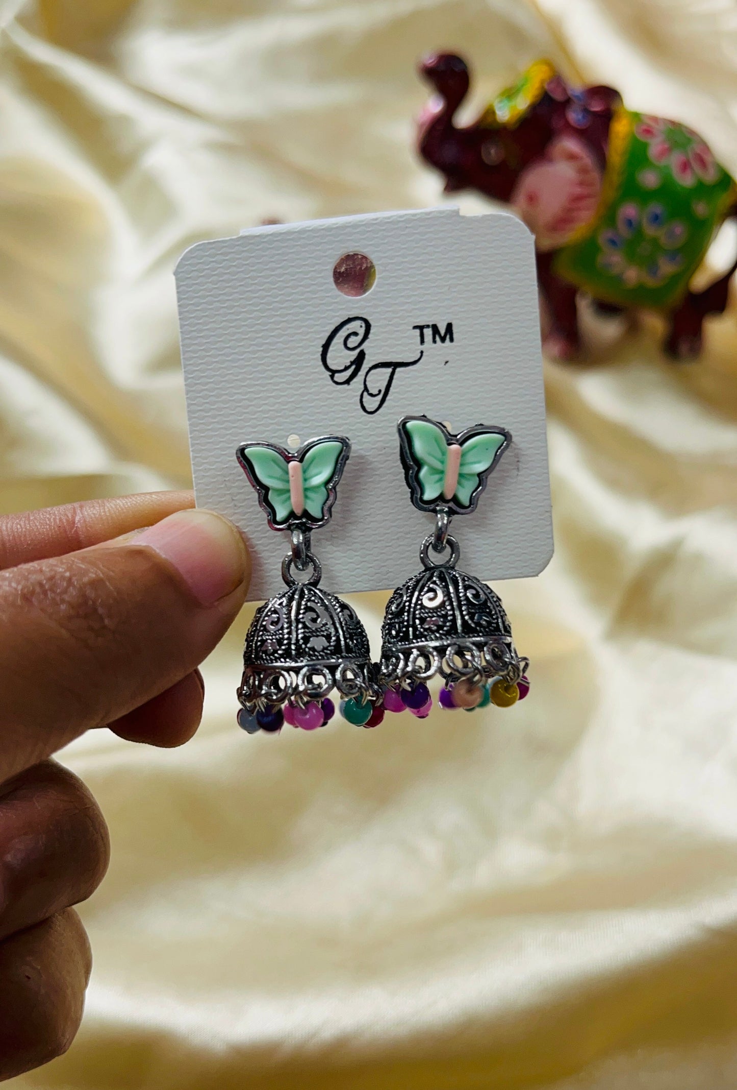 Butterfly Stud Jhumka - Silver
