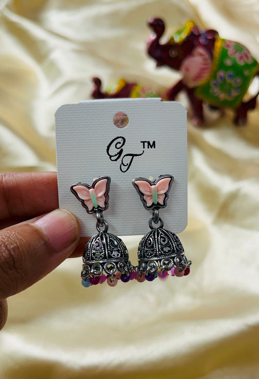 Butterfly Stud Jhumka - Silver