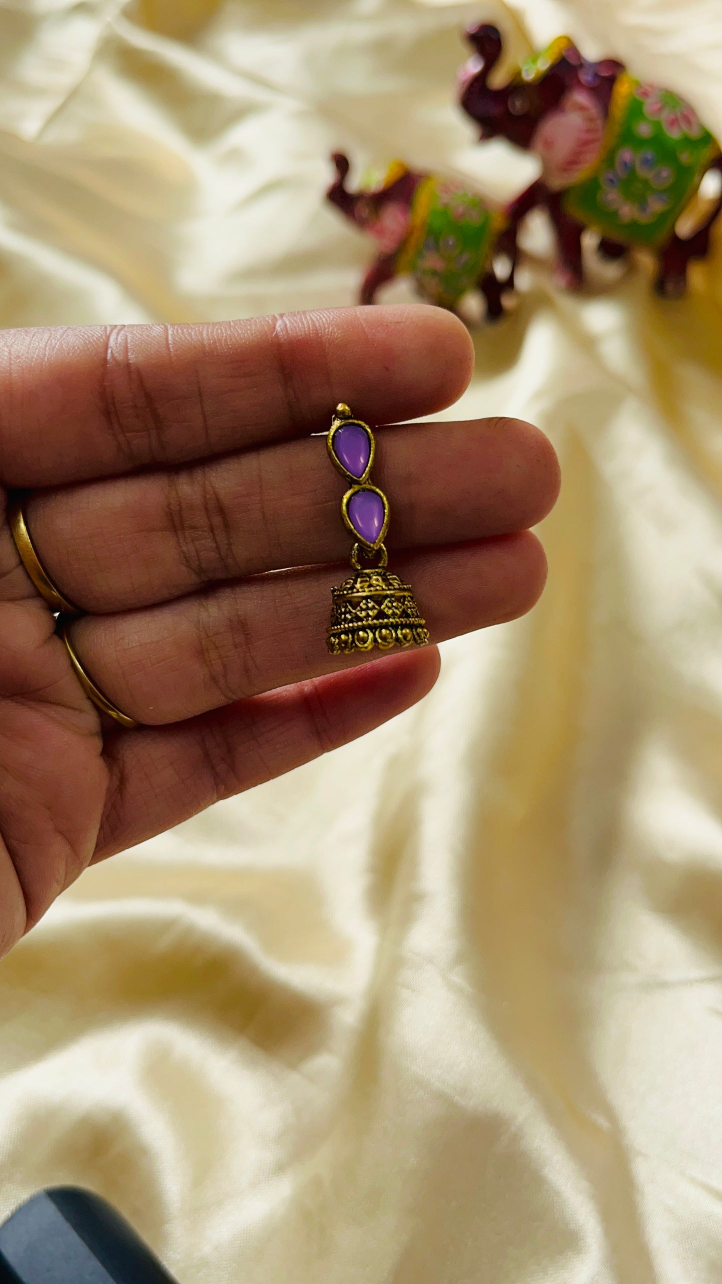 Double stone Baby jhumka