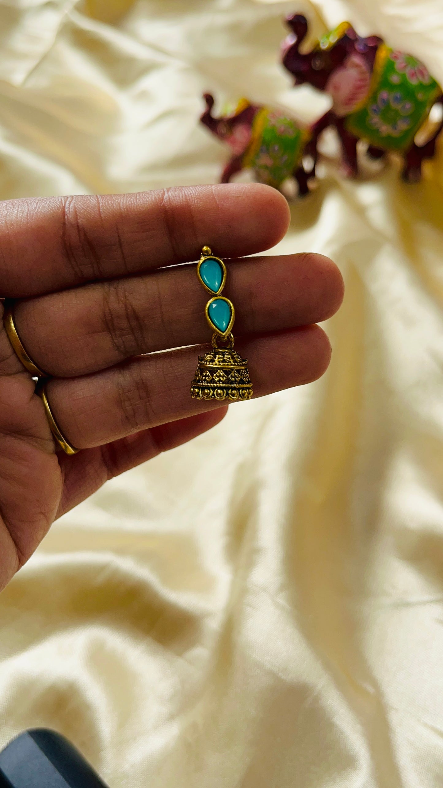 Double stone Baby jhumka