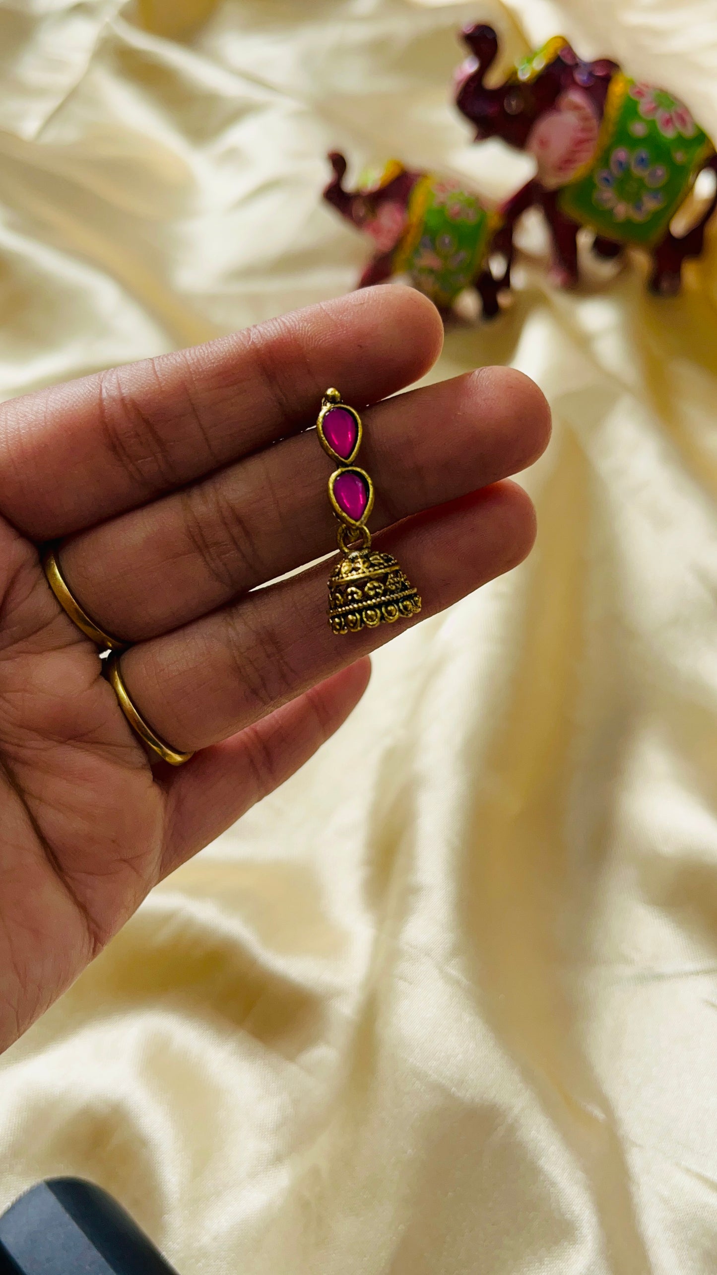 Double stone Baby jhumka
