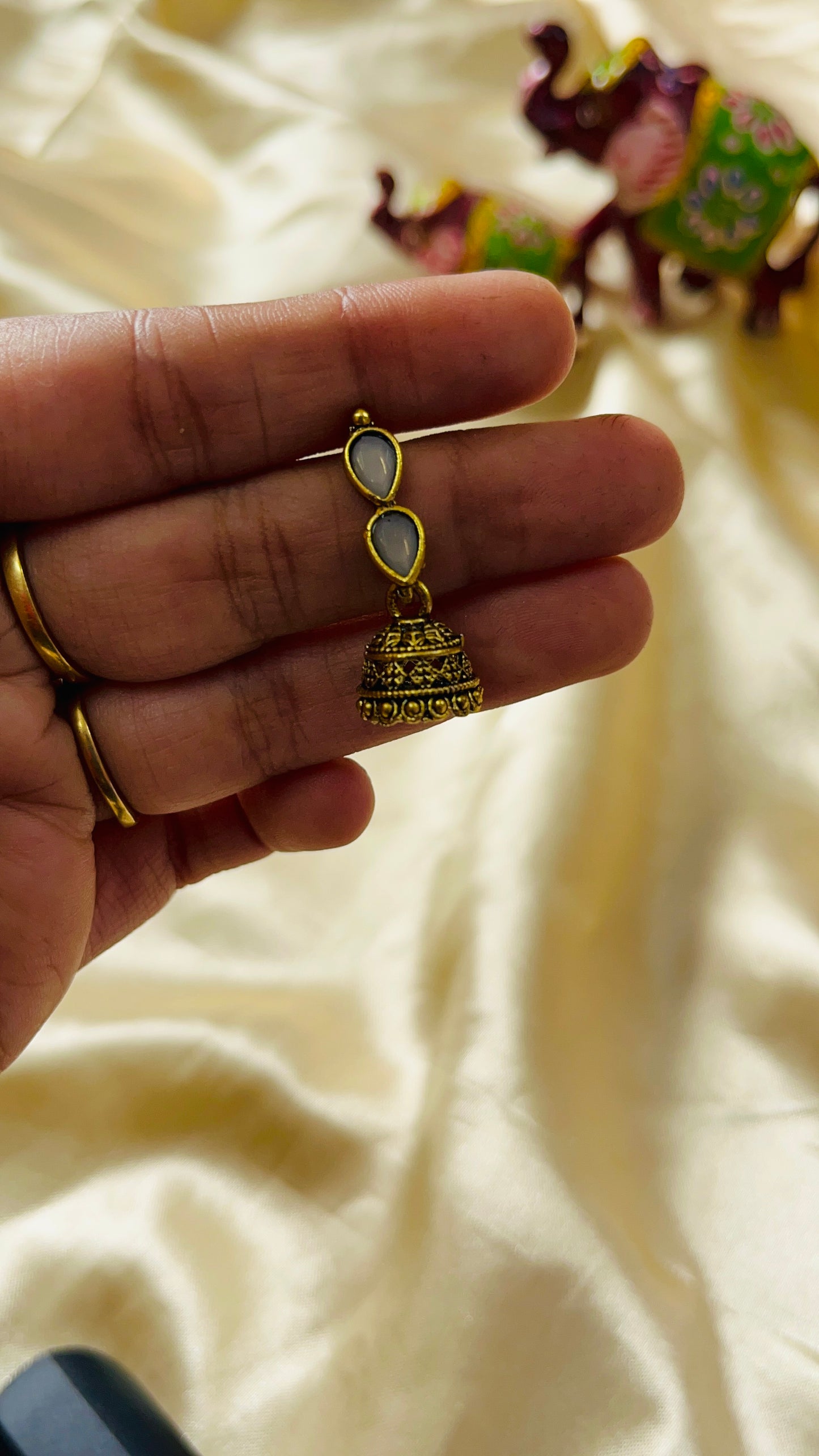 Double stone Baby jhumka