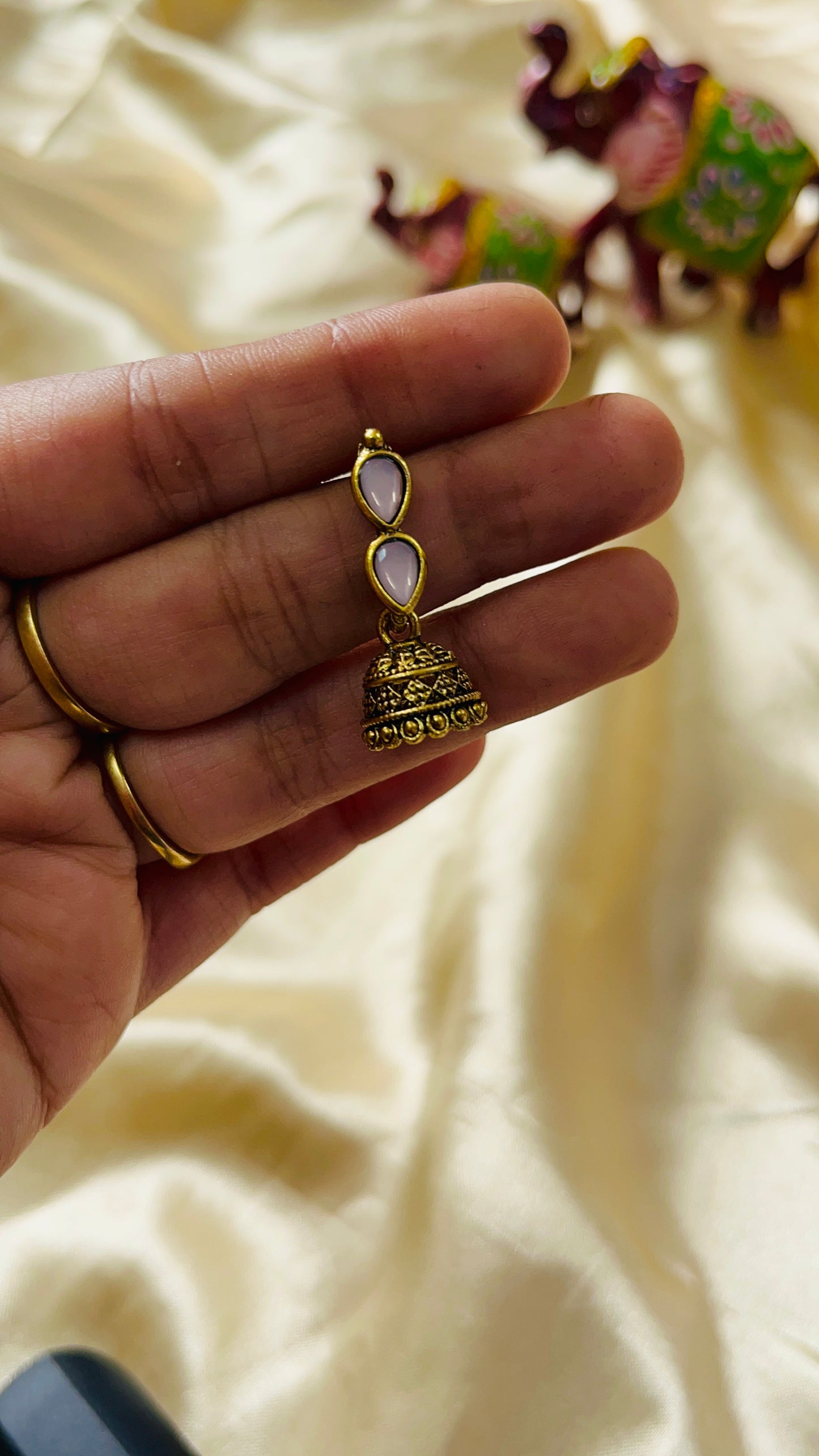 Double stone Baby jhumka