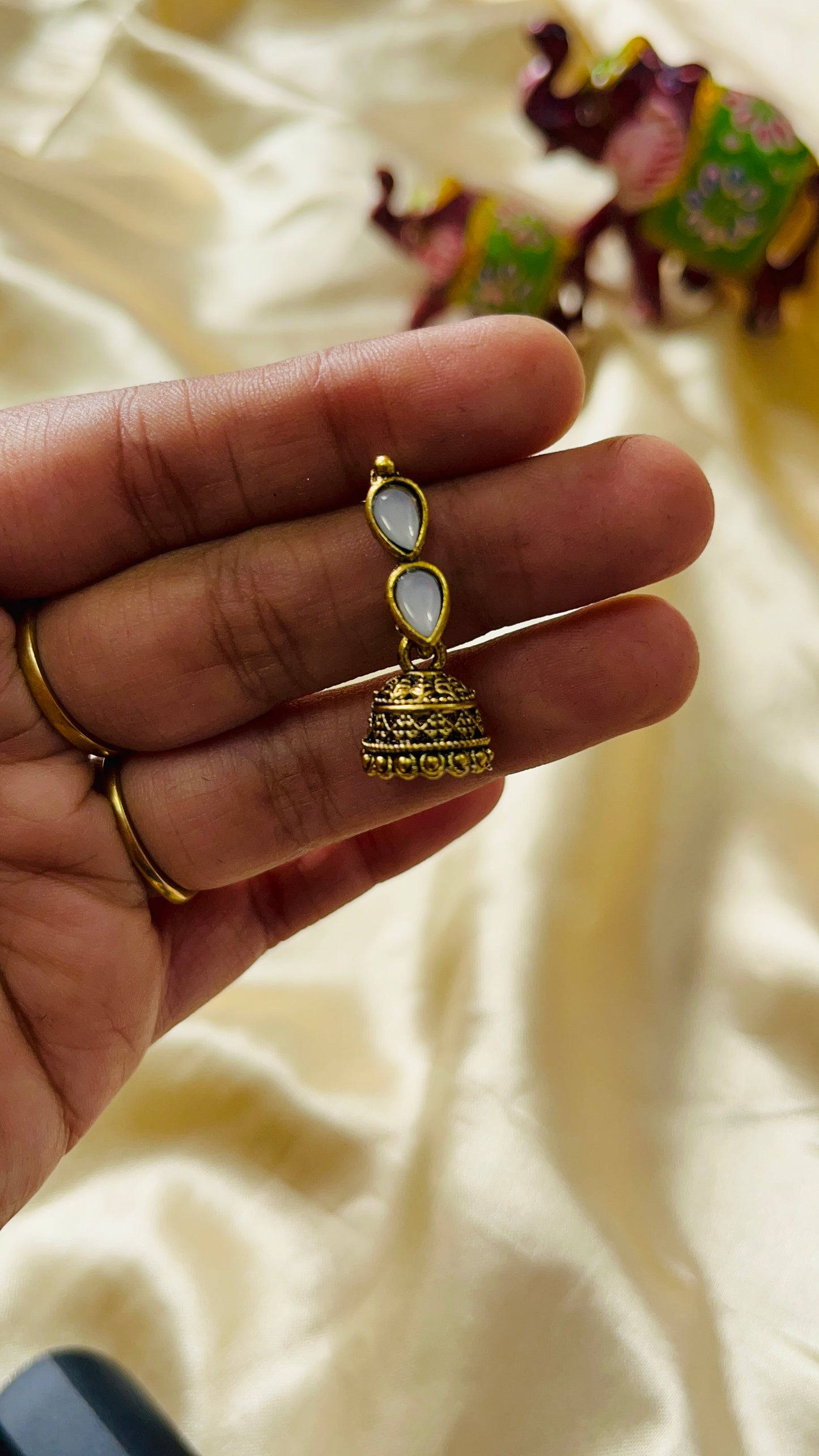 Double stone Baby jhumka