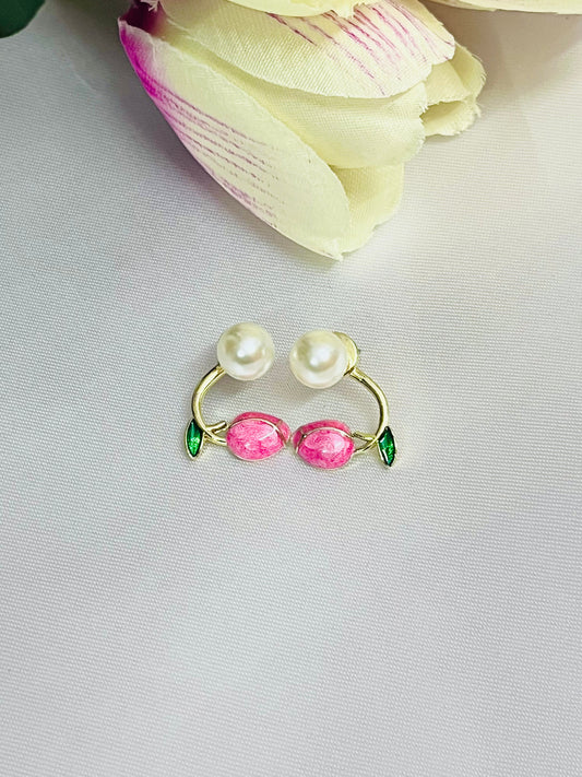 Korean Floral Pearl Stud