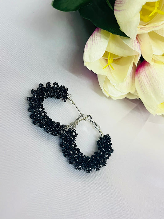 Black Beaded Hoop