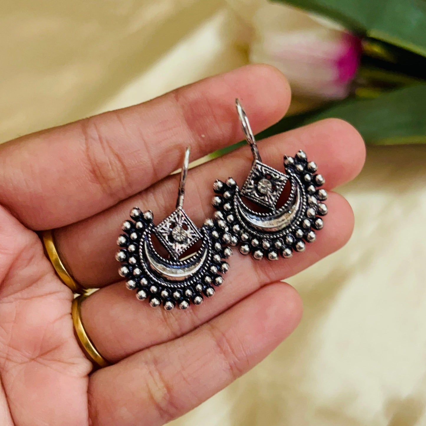 Premium Oxidised Silver lookalike Hook Earring
