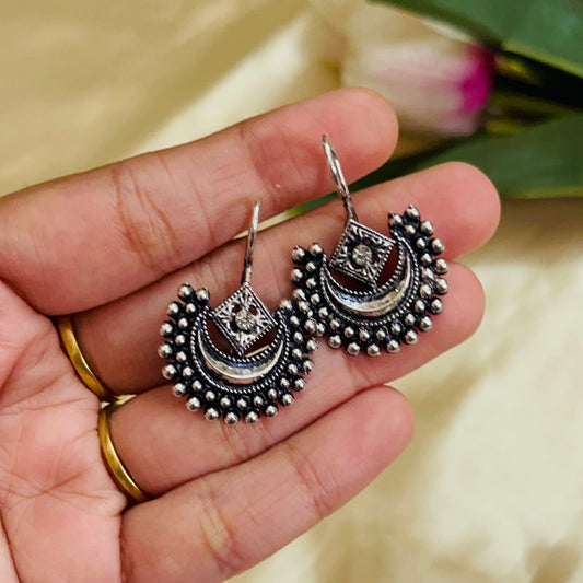 Premium Oxidised Silver lookalike Hook Earring