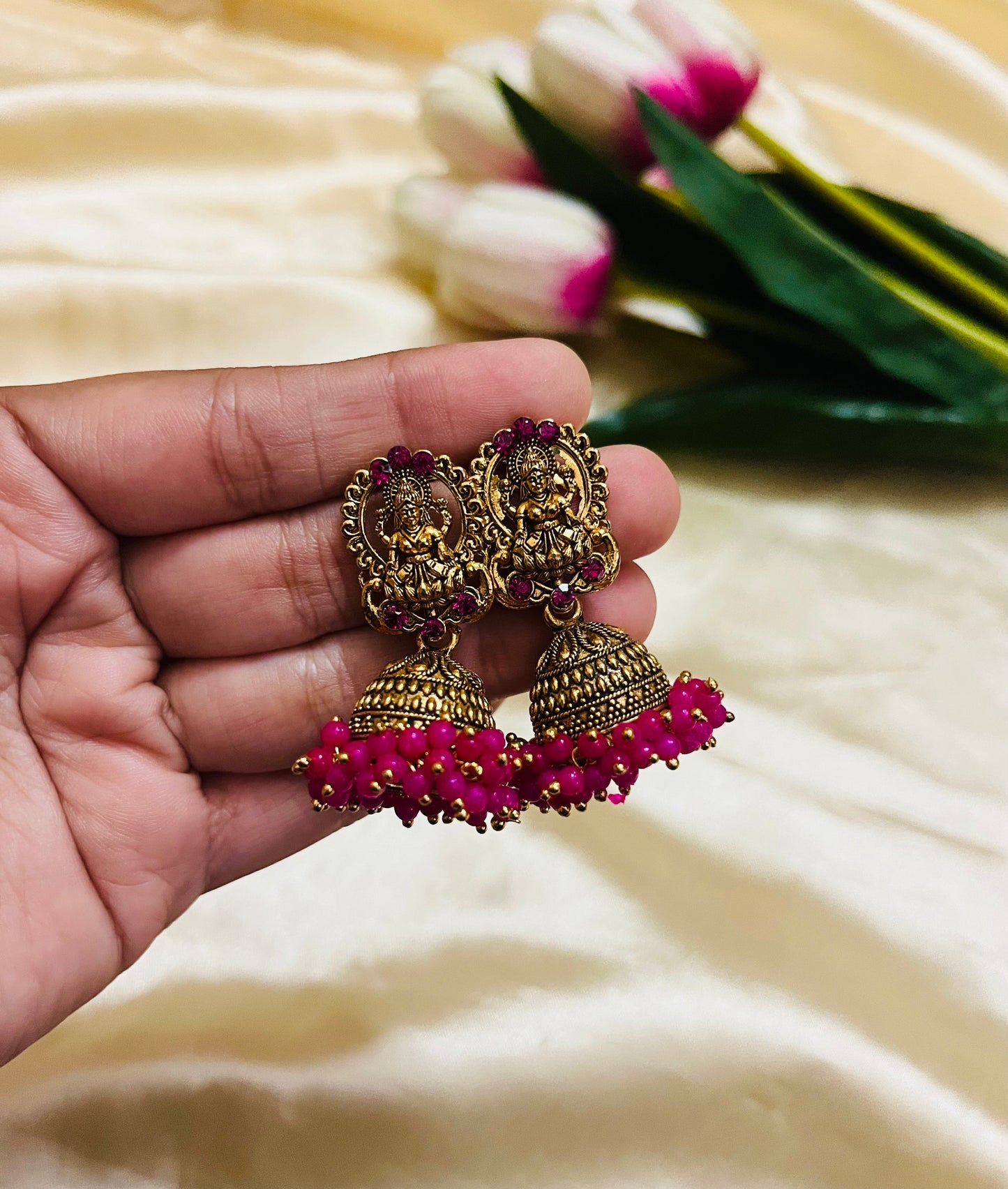 Heavy Beaded Lakshmi Jhumka
