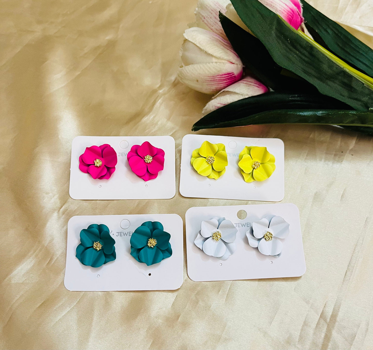 Metallic Floral Stud