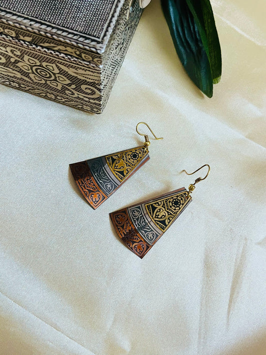 Bronze, Gold and Silver shade Hook Earring