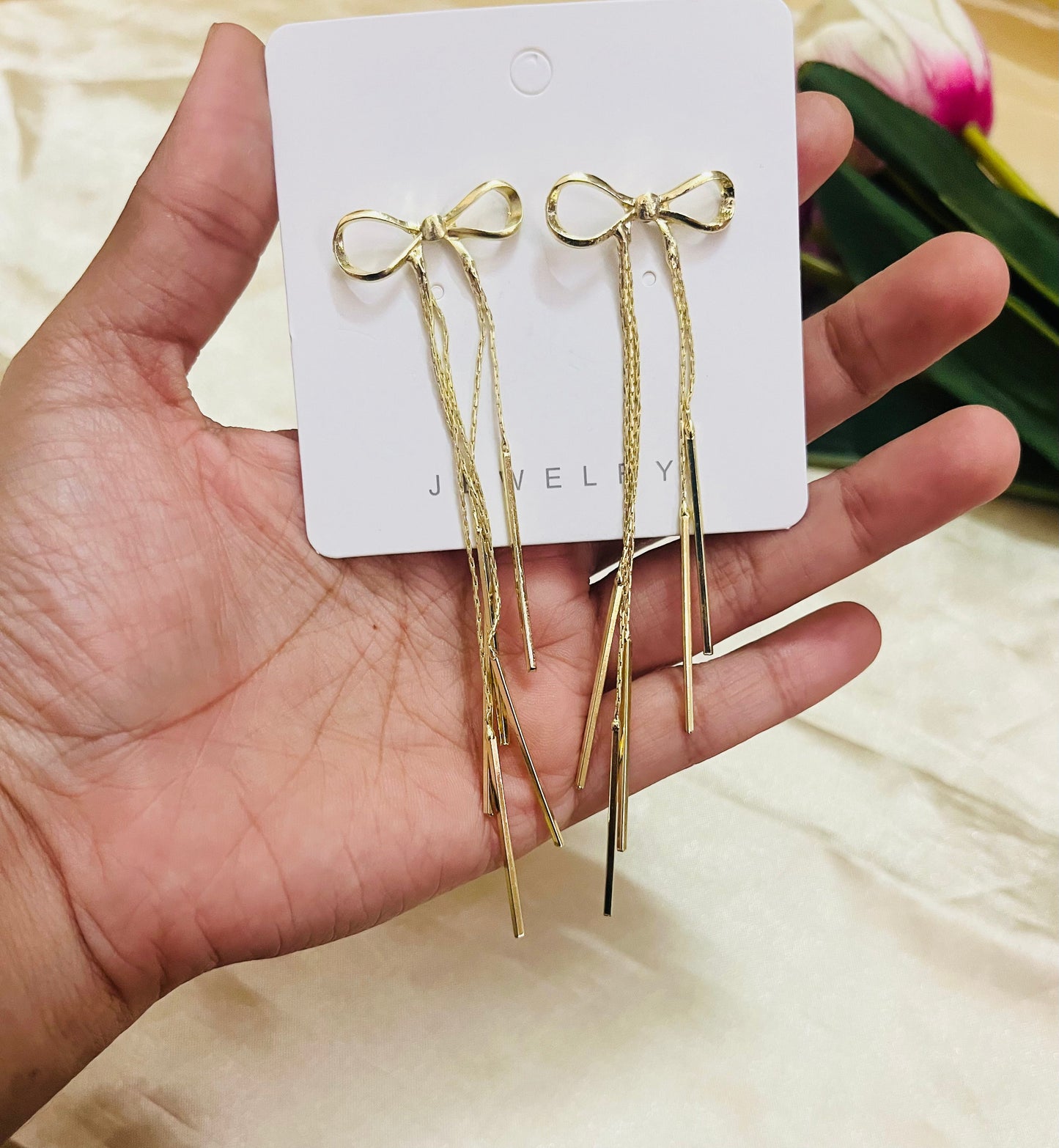 Bow long chain Earring