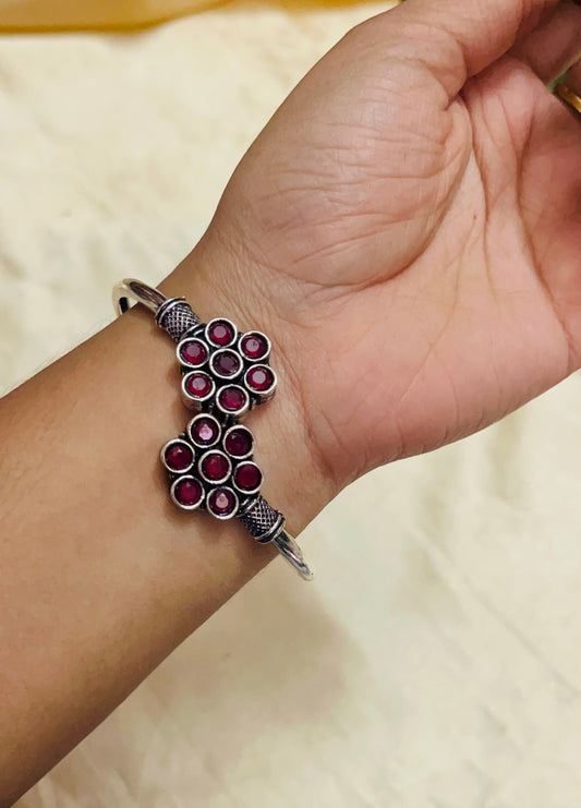 Premium  Oxidised  Floral design Kada