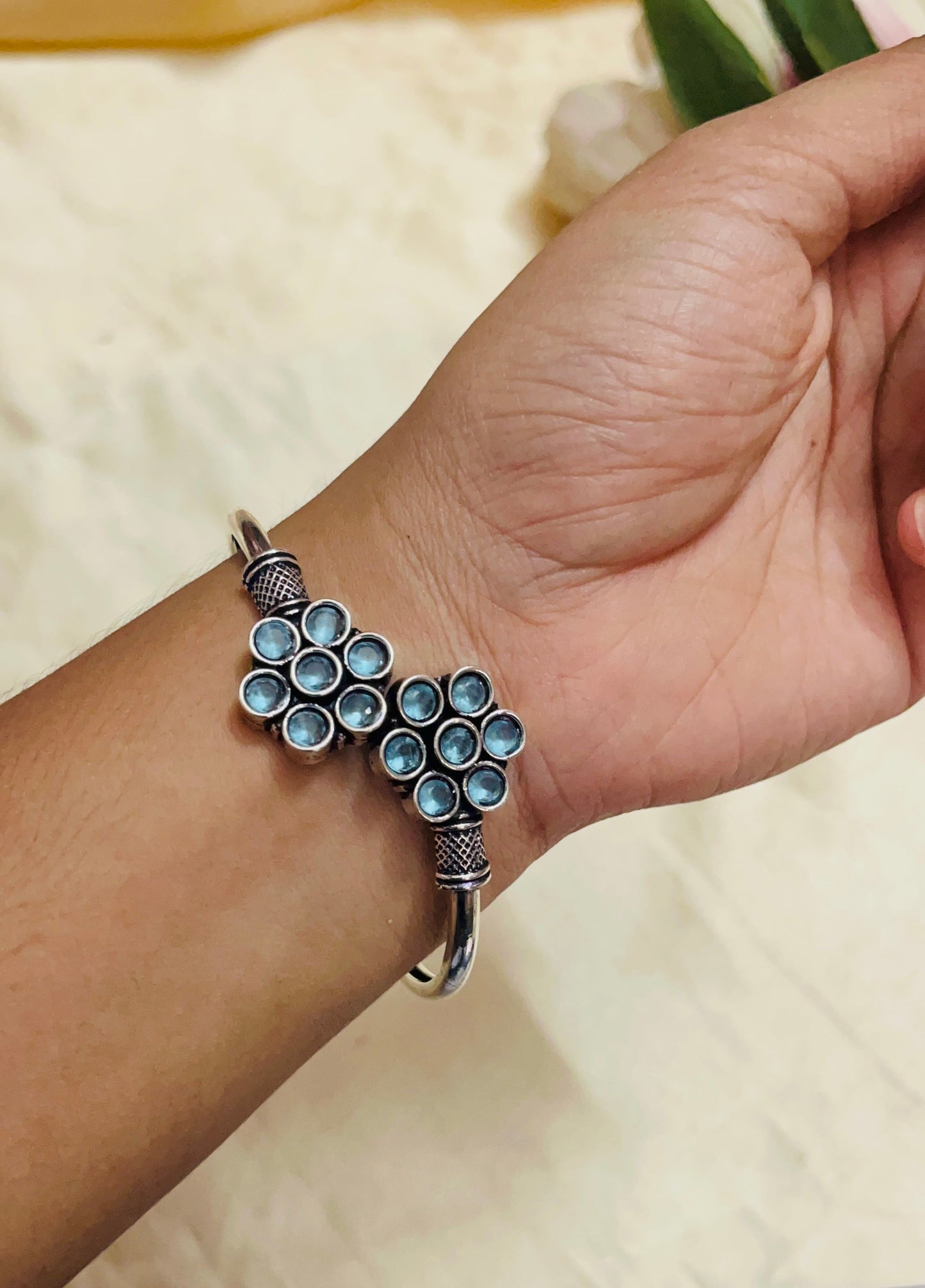 Premium  Oxidised  Floral design Kada