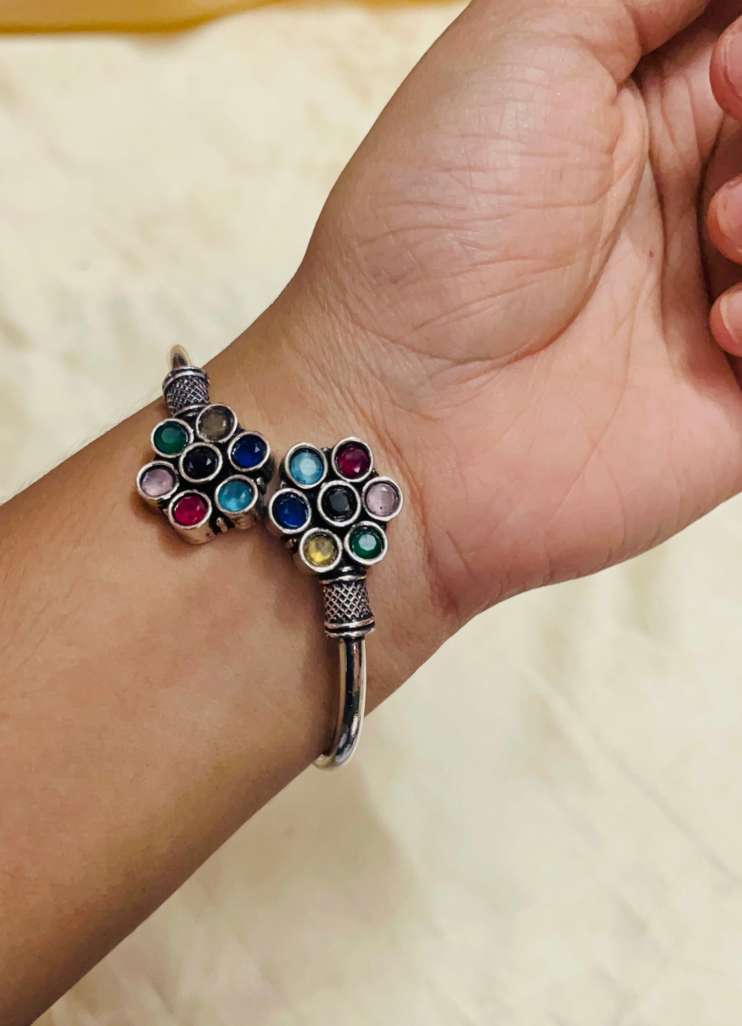 Premium  Oxidised  Floral design Kada