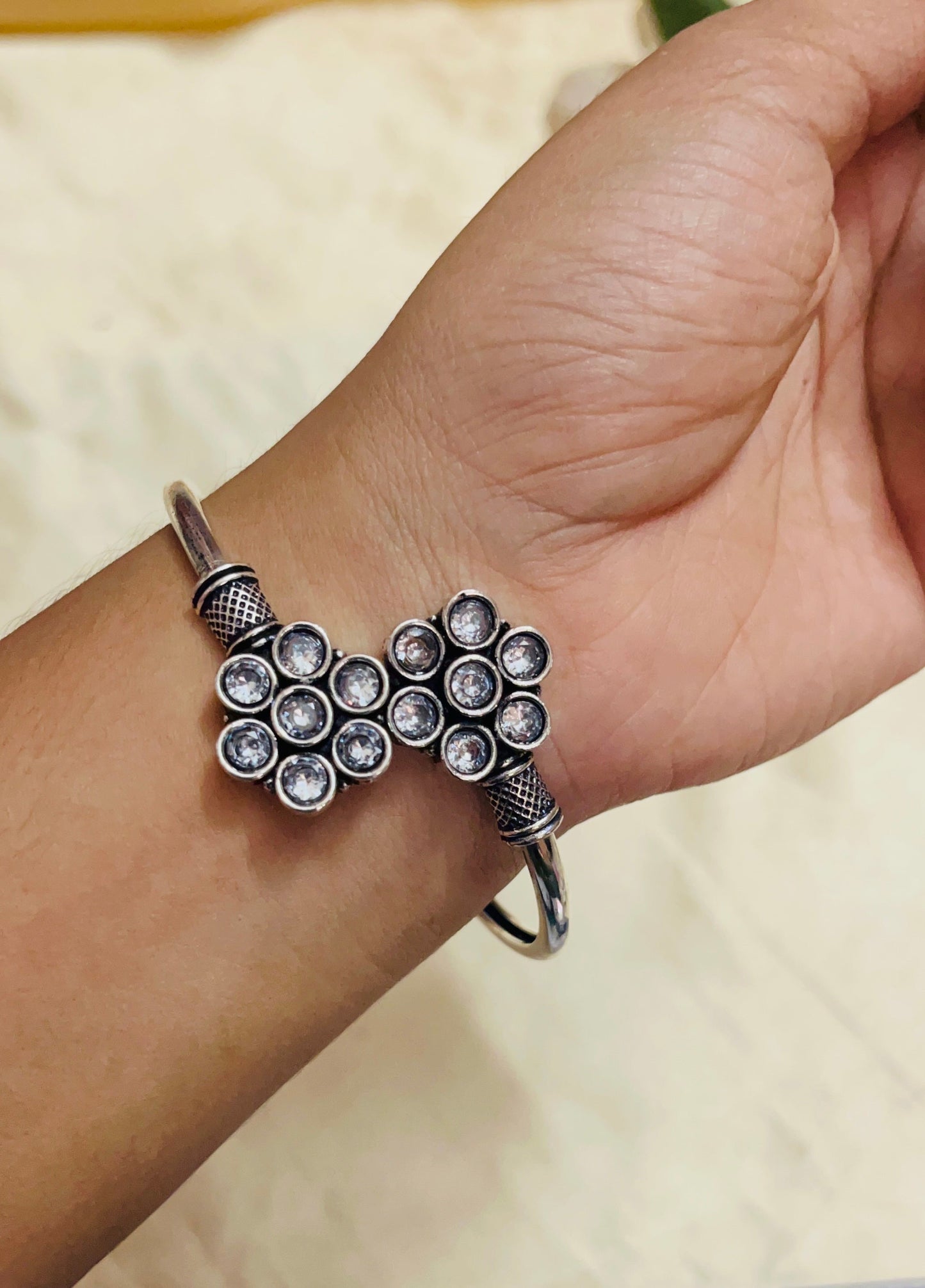Premium  Oxidised  Floral design Kada