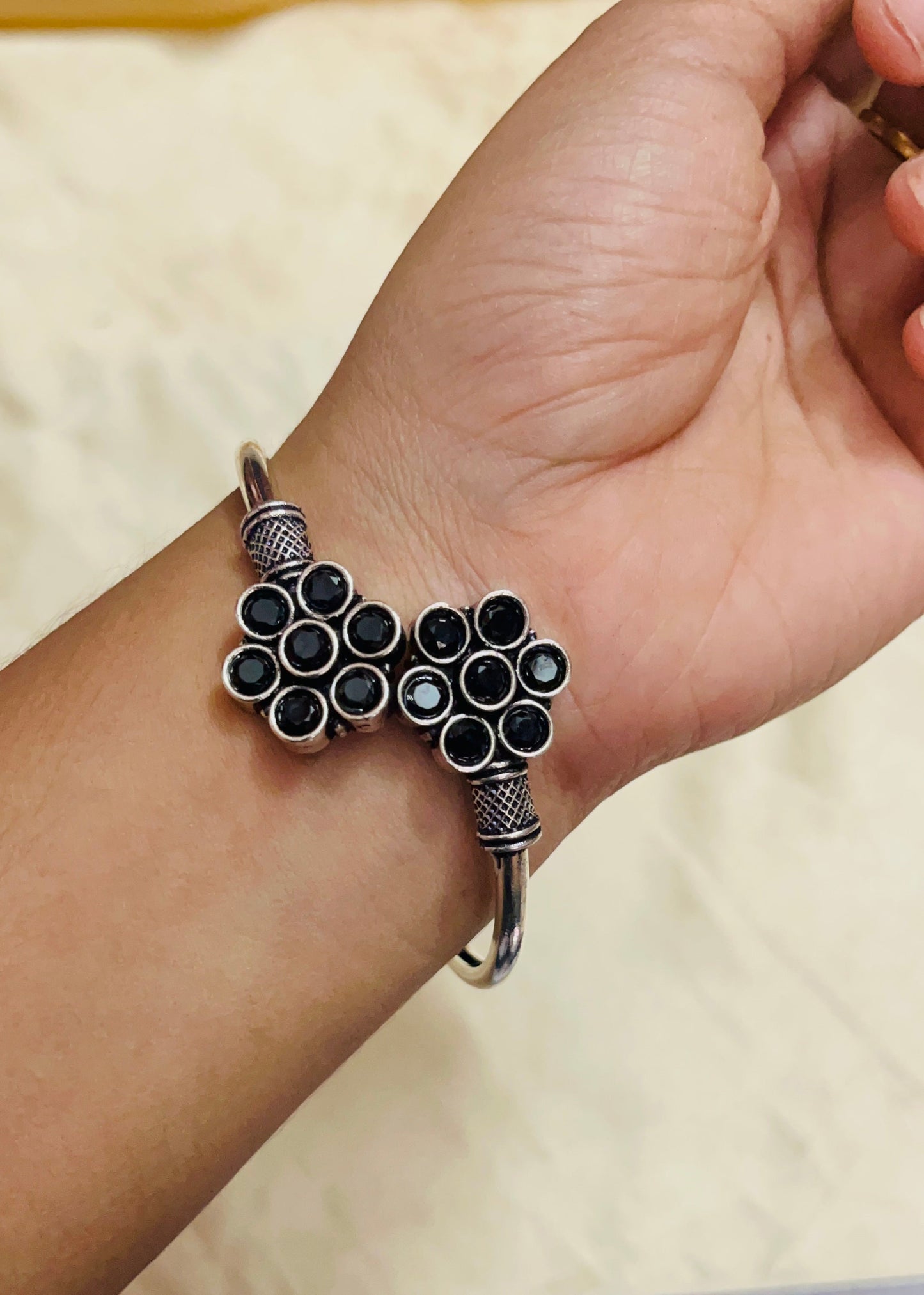 Premium  Oxidised  Floral design Kada