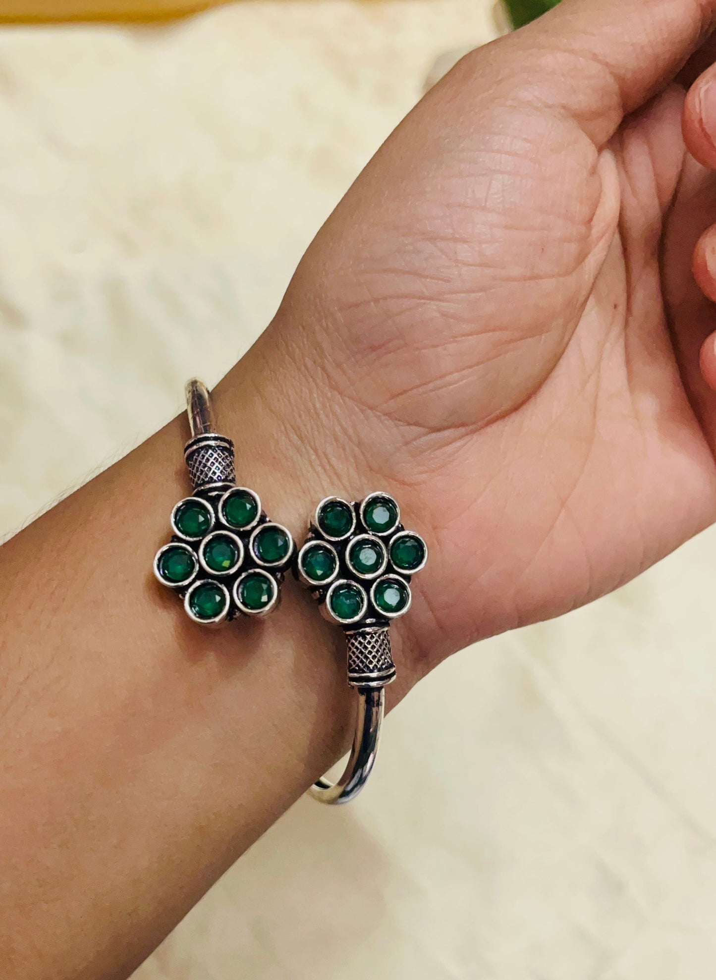 Premium  Oxidised  Floral design Kada