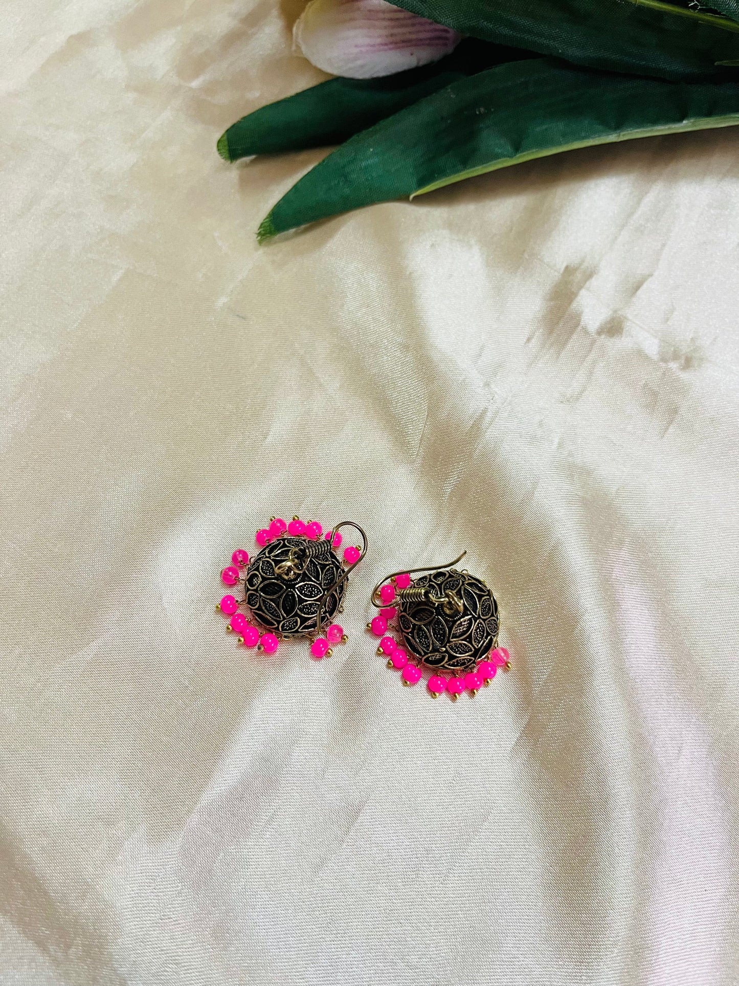 Rajasthani Black Gold finish Hook Jhumka