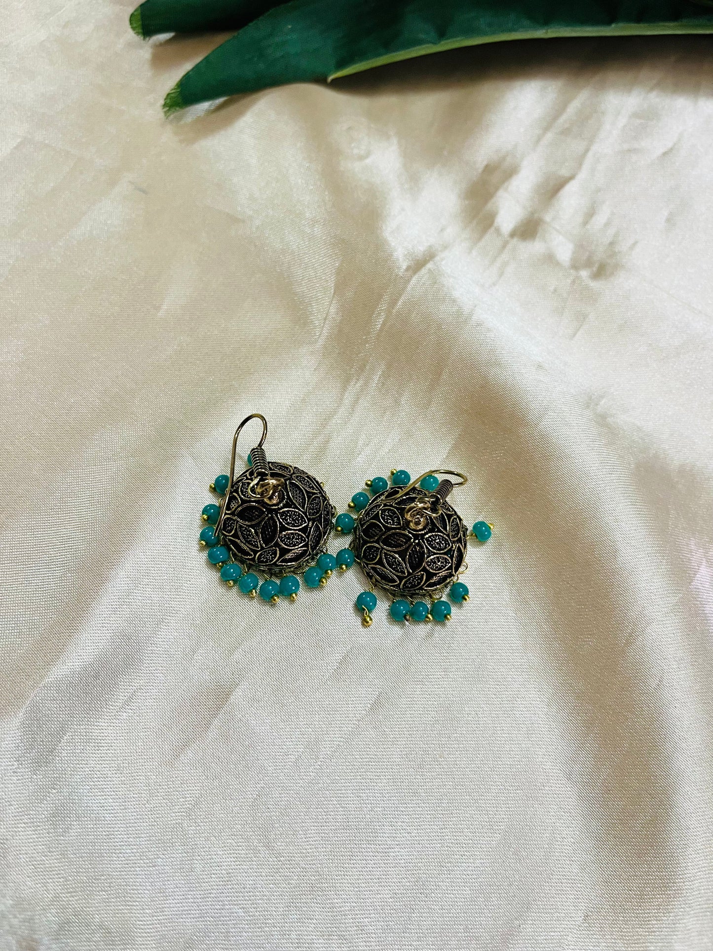 Rajasthani Black Gold finish Hook Jhumka